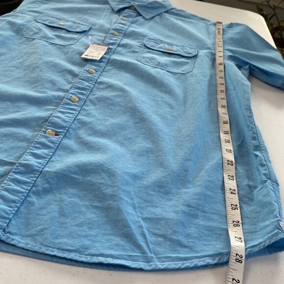 Daniel Cremieux Classics Blue Button Up Shirt Short Sleeve Cotton Chest Pocket - Picture 12 of 16